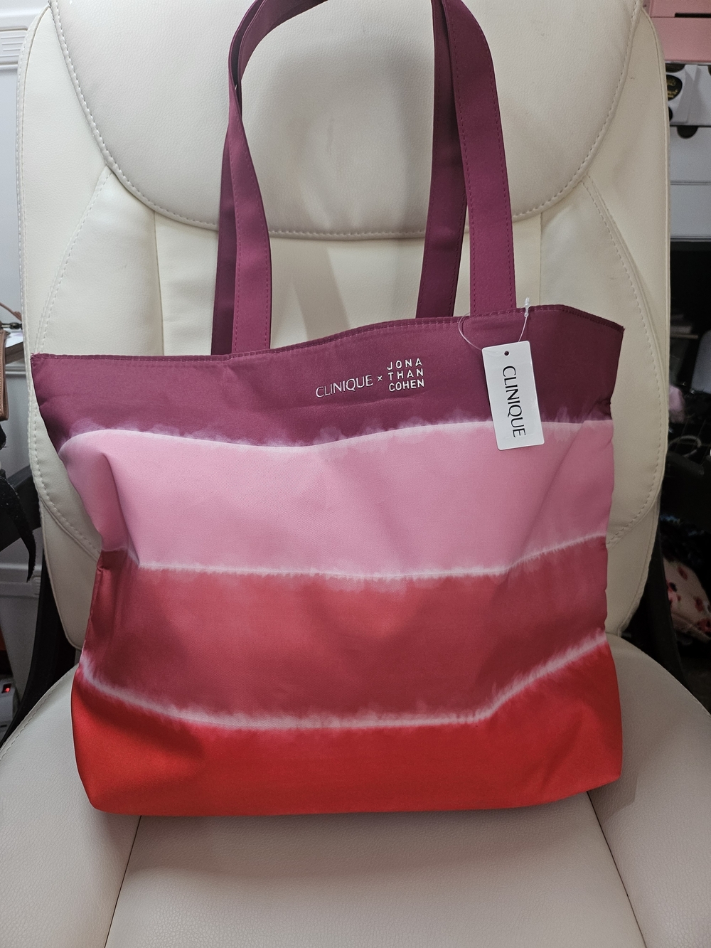 Clinique x Jonathan Cohen Ombre Pink-Red Tote Bag